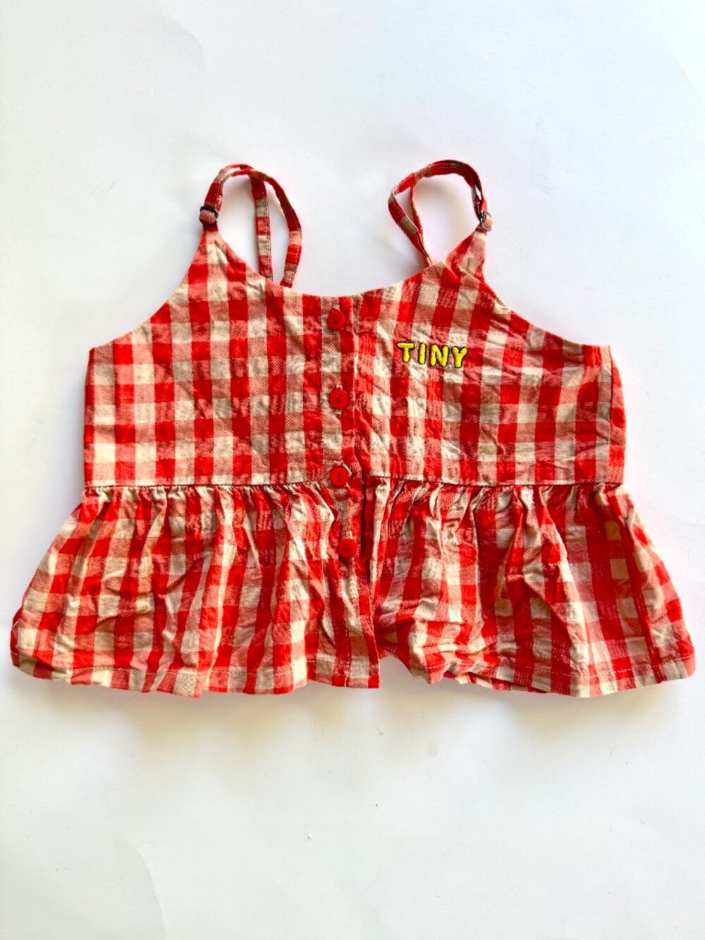 Tinycottons Red Gingham Peplum Top 3Y Girls